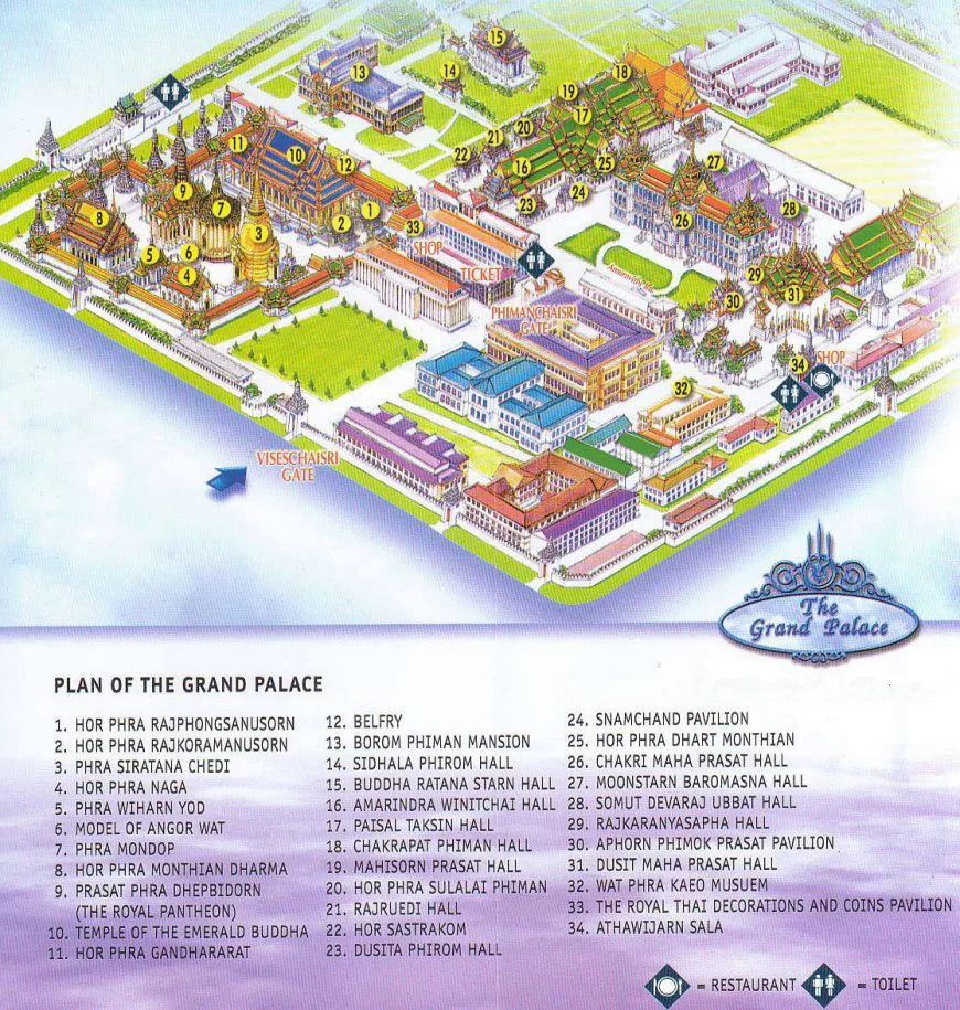 Great Palace map карта Большого королевского дворца в Бангкоке