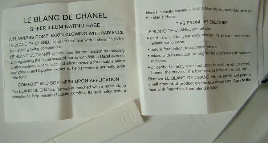  LE BLANC DE CHANEL Sheer Illuminating Base инструкция по использованию базы под макияж шанель