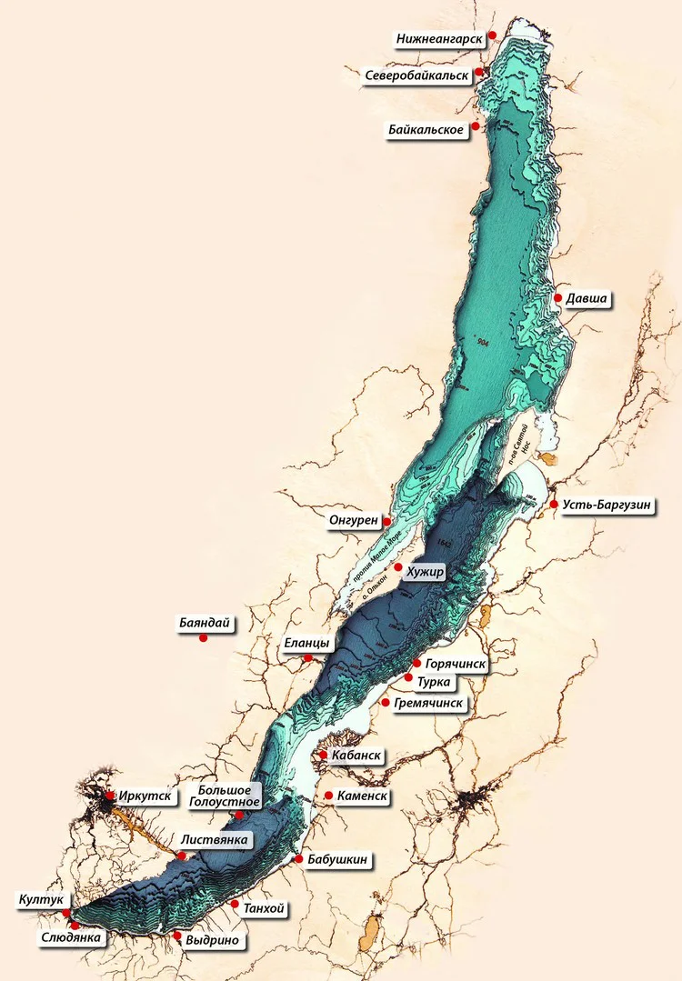 карта глубин байкала