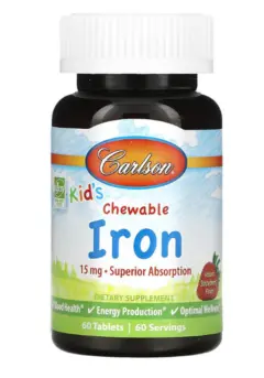 Carlson, Kid's, Chewable Iron, Natural Strawberry, 15 mg