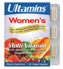 Ultamins, мультивитаминный комплекс для женщин с коэнзимом Q10, грибами, ферментами, овощами и ягодами