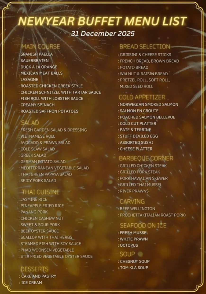 пример новогоднего меню в отеле паттайи